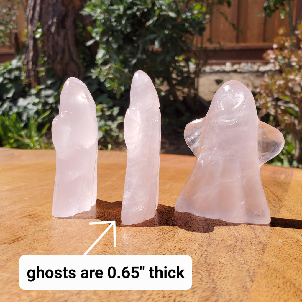 Rose Quartz Ghost - Universal & Unconditional Love, Compassion, Kindness - Crystal Halloween Stones Home Decor Healing Gemstone