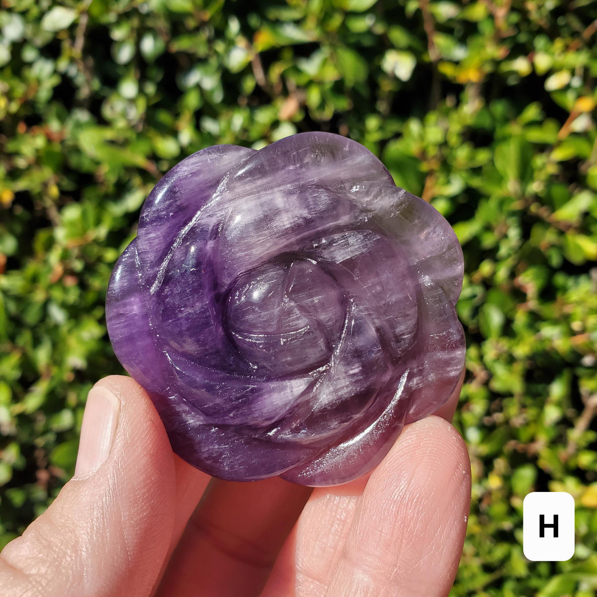Small Amethyst Rose - Calming, Energetic Protection, Positivity, Connection - Purple Amethyst Flower Carving Crystal Rose Healing Gemstone