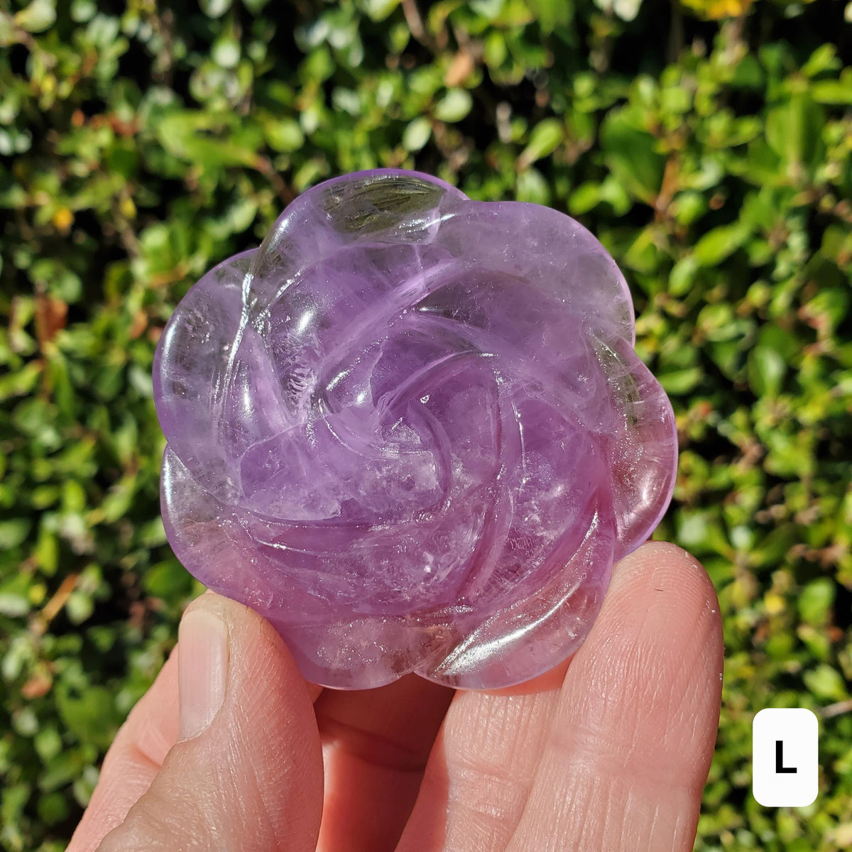 Small Amethyst Rose - Calming, Energetic Protection, Positivity, Connection - Purple Amethyst Flower Carving Crystal Rose Healing Gemstone