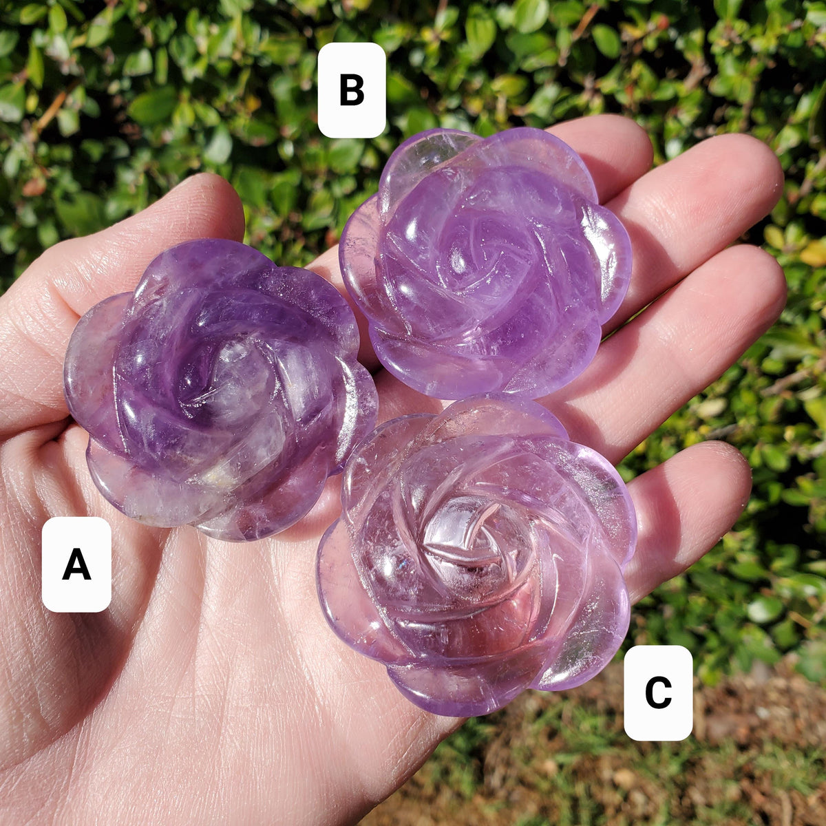 Small Amethyst Rose - Calming, Energetic Protection, Positivity, Connection - Purple Amethyst Flower Carving Crystal Rose Healing Gemstone