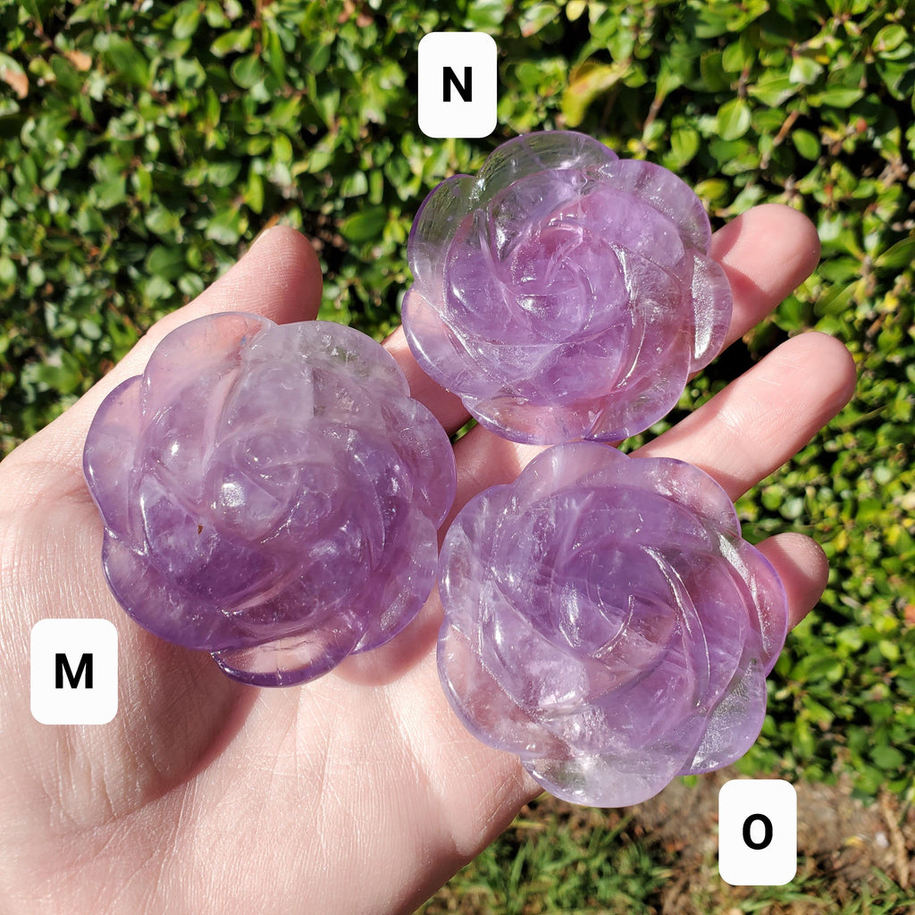 Small Amethyst Rose - Calming, Energetic Protection, Positivity, Connection - Purple Amethyst Flower Carving Crystal Rose Healing Gemstone