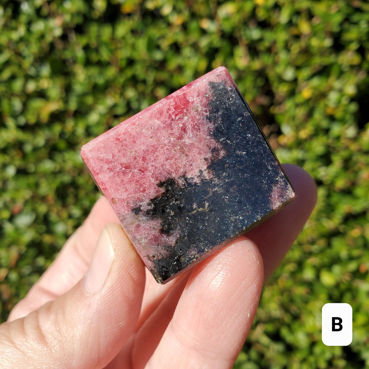 Cute Rhodonite Cube - Self Love, Balance, Joy, Happiness - Pink and Black Crystal Cube Healing Gemstones Home Deocr