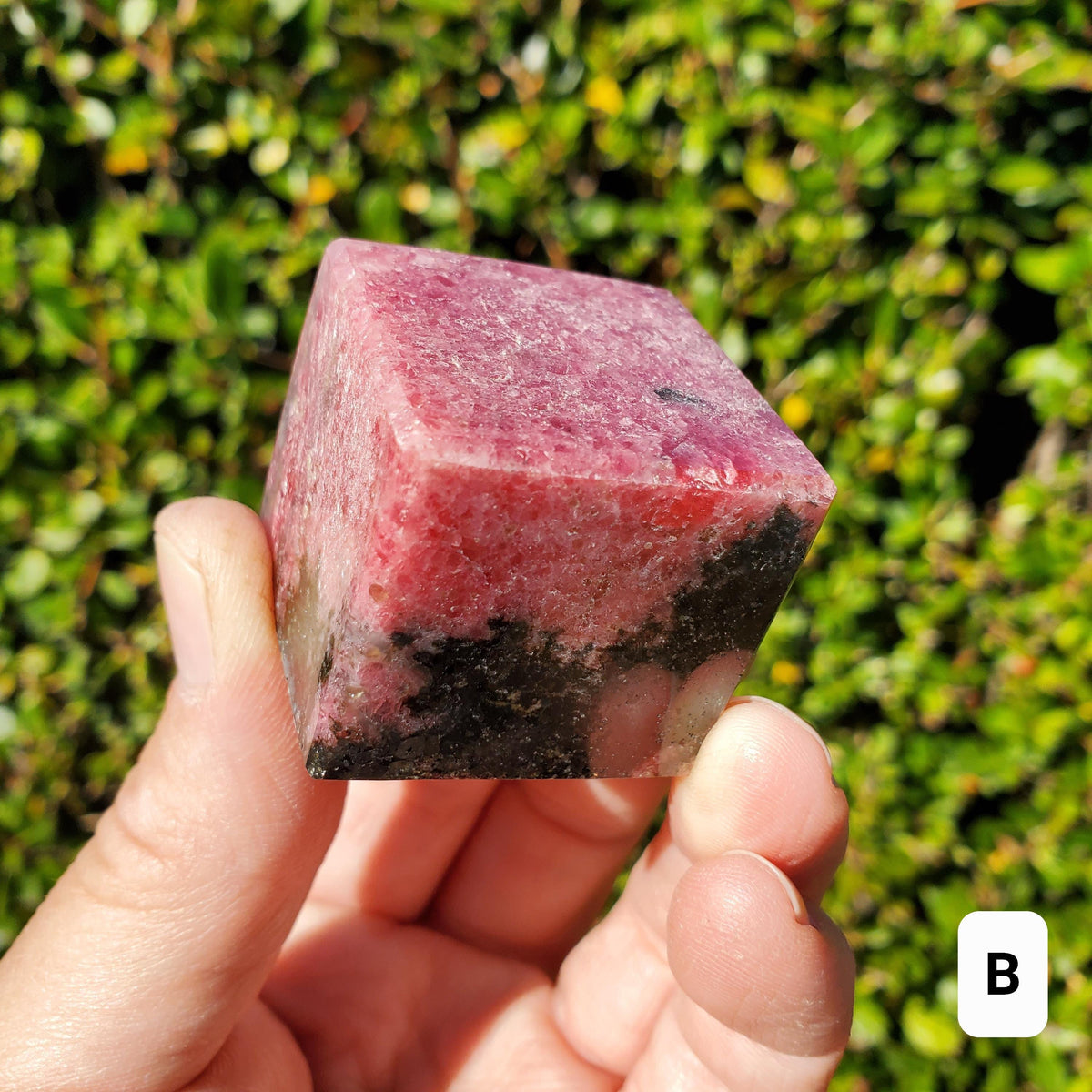 Cute Rhodonite Cube - Self Love, Balance, Joy, Happiness - Pink and Black Crystal Cube Healing Gemstones Home Deocr