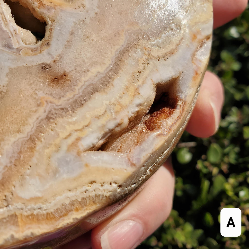 Yellow Lace Agate Crescent Moon Tray - Strength, Courage, Emotional Stability - Crystal Moon Trinket Dish Healing Gemstone