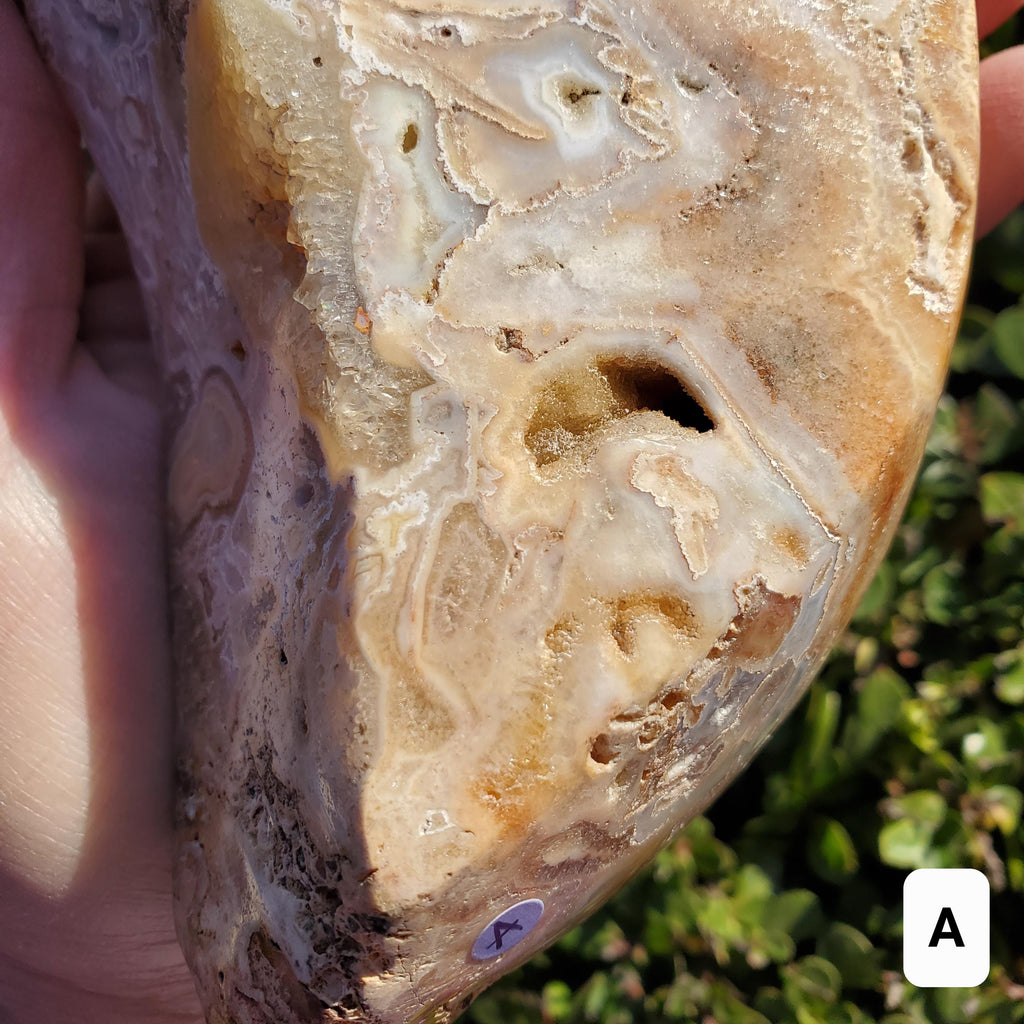 Yellow Lace Agate Crescent Moon Tray - Strength, Courage, Emotional Stability - Crystal Moon Trinket Dish Healing Gemstone