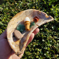 Yellow Lace Agate Crescent Moon Tray - Strength, Courage, Emotional Stability - Crystal Moon Trinket Dish Healing Gemstone