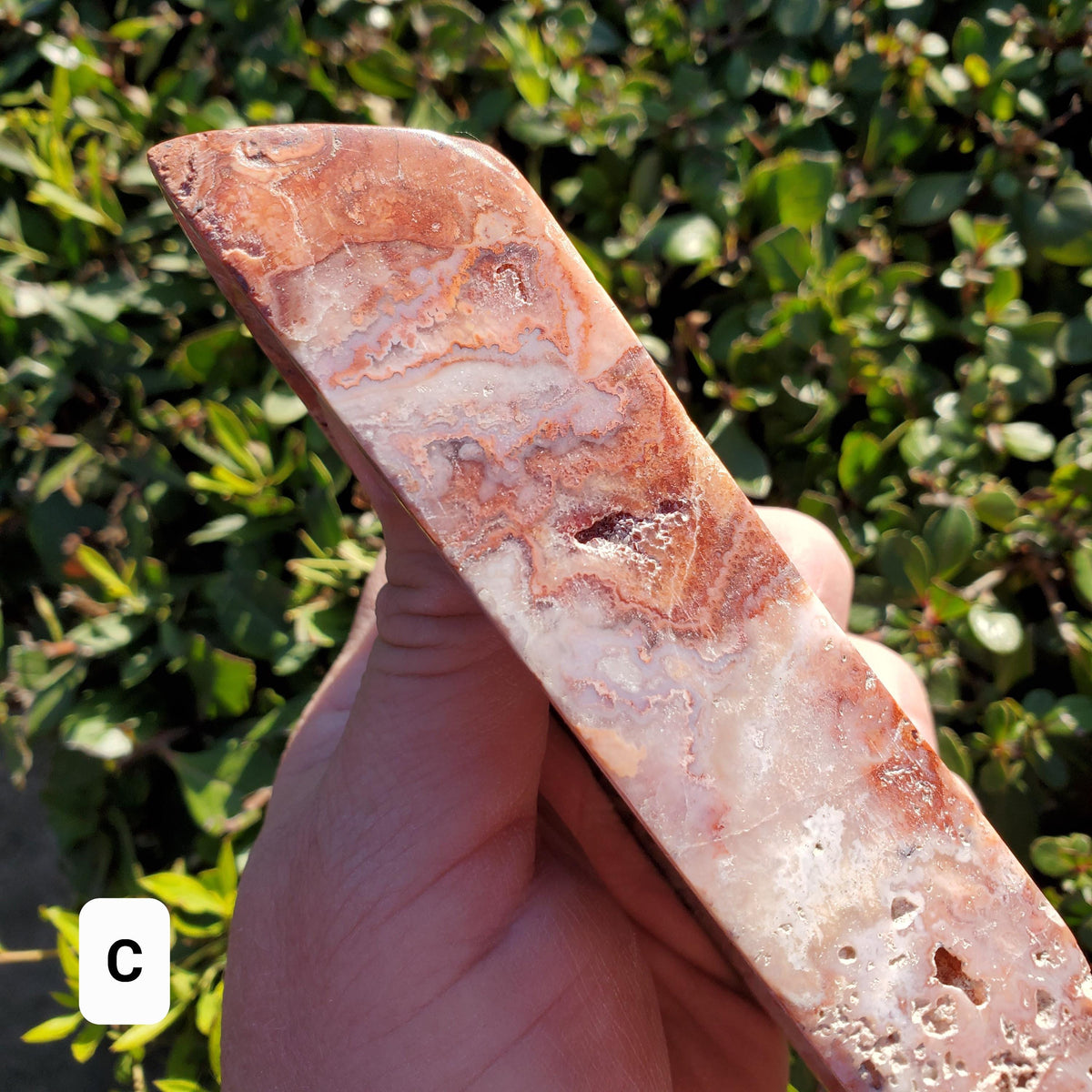 Pink Lace Agate Crescent Moon Tray- Balance Physical, Mental, Emotional - Agate Crystal Moon Display Tray for Trinkets Healing Decor