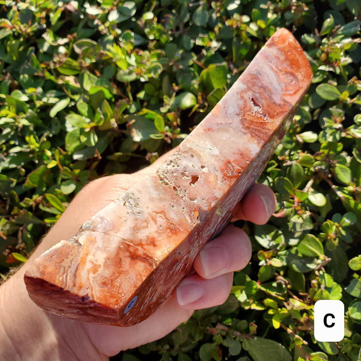 Pink Lace Agate Crescent Moon Tray- Balance Physical, Mental, Emotional - Agate Crystal Moon Display Tray for Trinkets Healing Decor