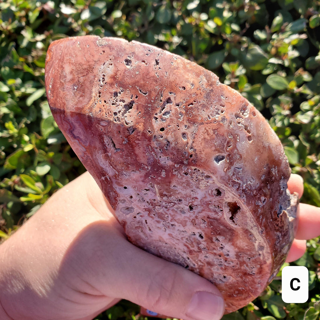 Pink Lace Agate Crescent Moon Tray- Balance Physical, Mental, Emotional - Agate Crystal Moon Display Tray for Trinkets Healing Decor