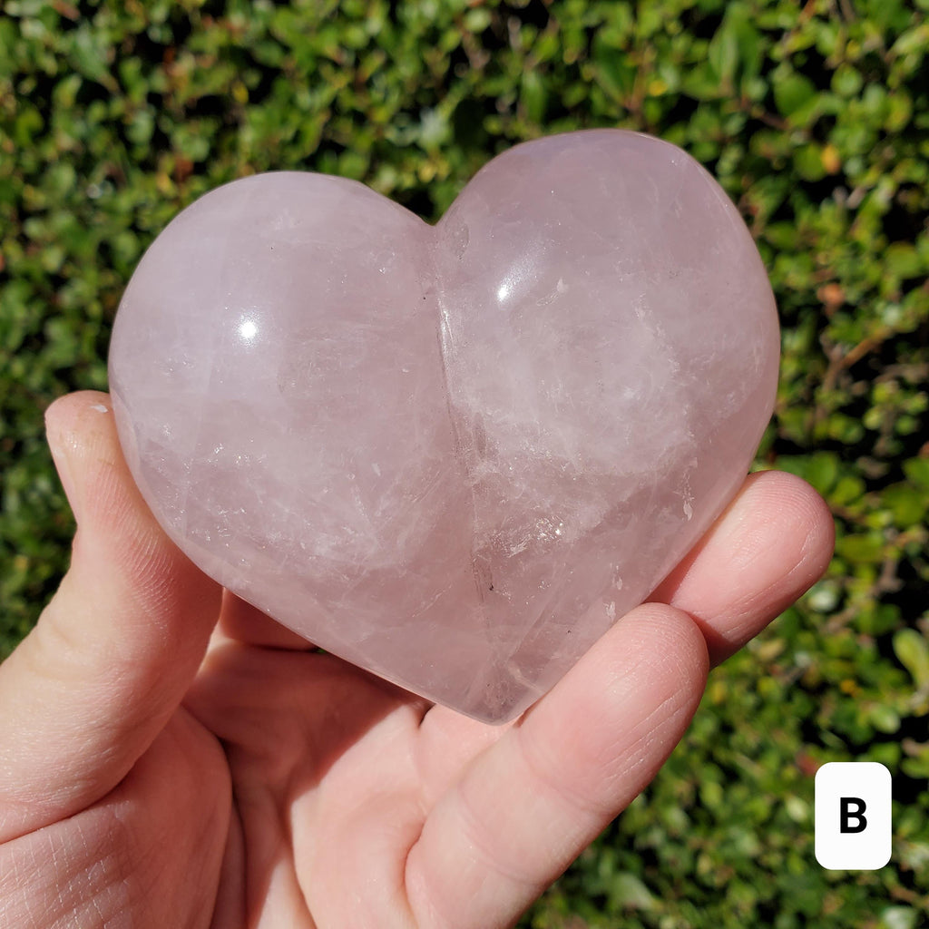 Cute Puffy Rose Quartz Heart on Silver Stand - Unconditional Love, Compassion, Kindness, Self Love - Pink Heart Crystal Healing Statement