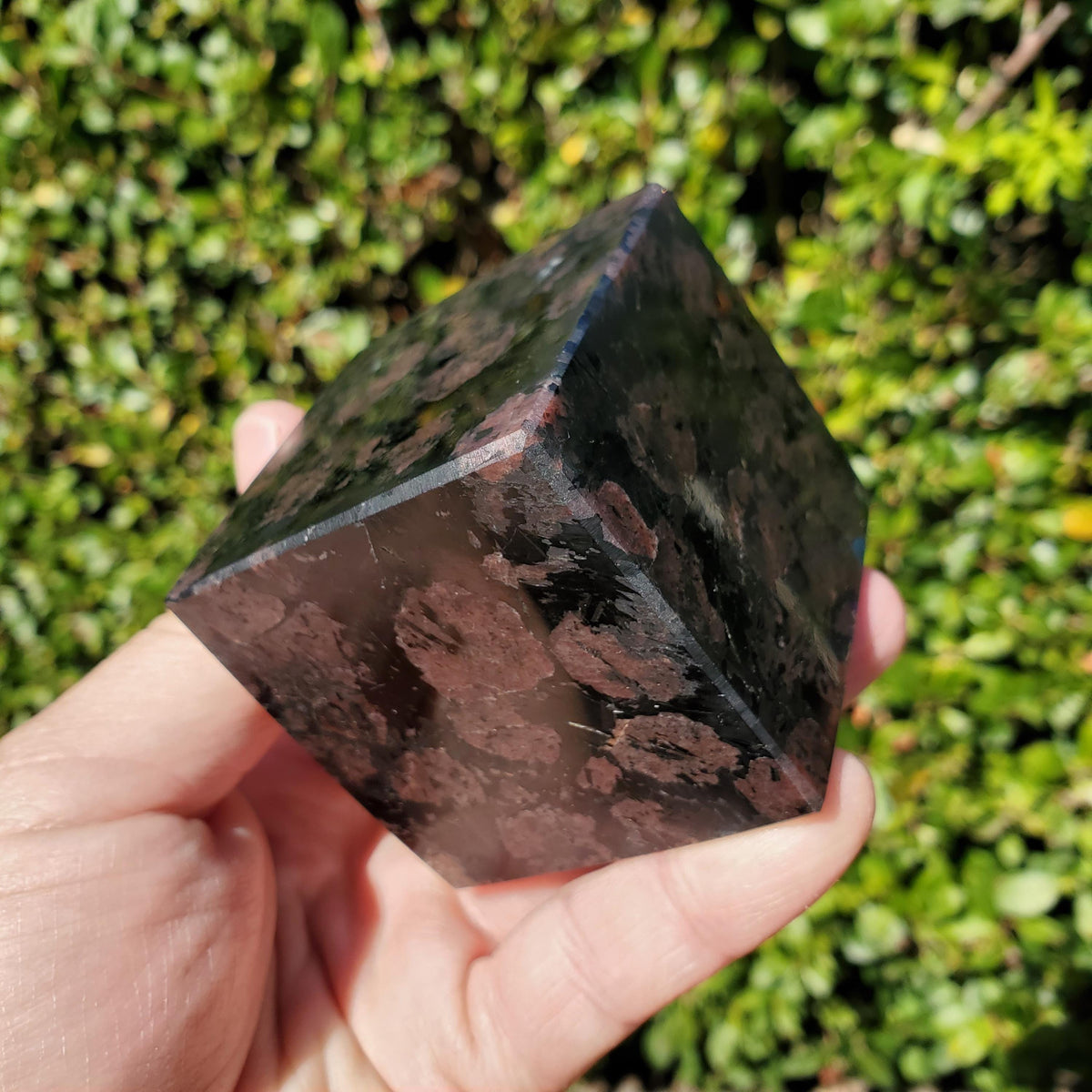Heavy Garnet Cube 2.15" - Physical Love, Passion, Connected to the Present - Firework Garnet Crystal Standing Block Healing Gemstone