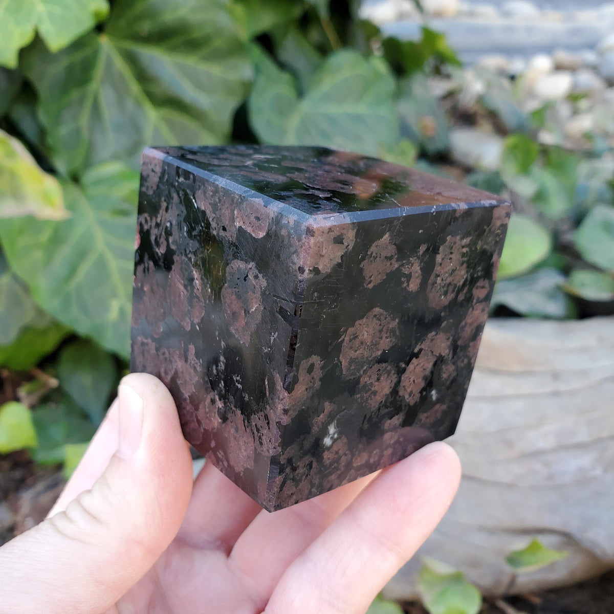 Heavy Garnet Cube 2.15" - Physical Love, Passion, Connected to the Present - Firework Garnet Crystal Standing Block Healing Gemstone