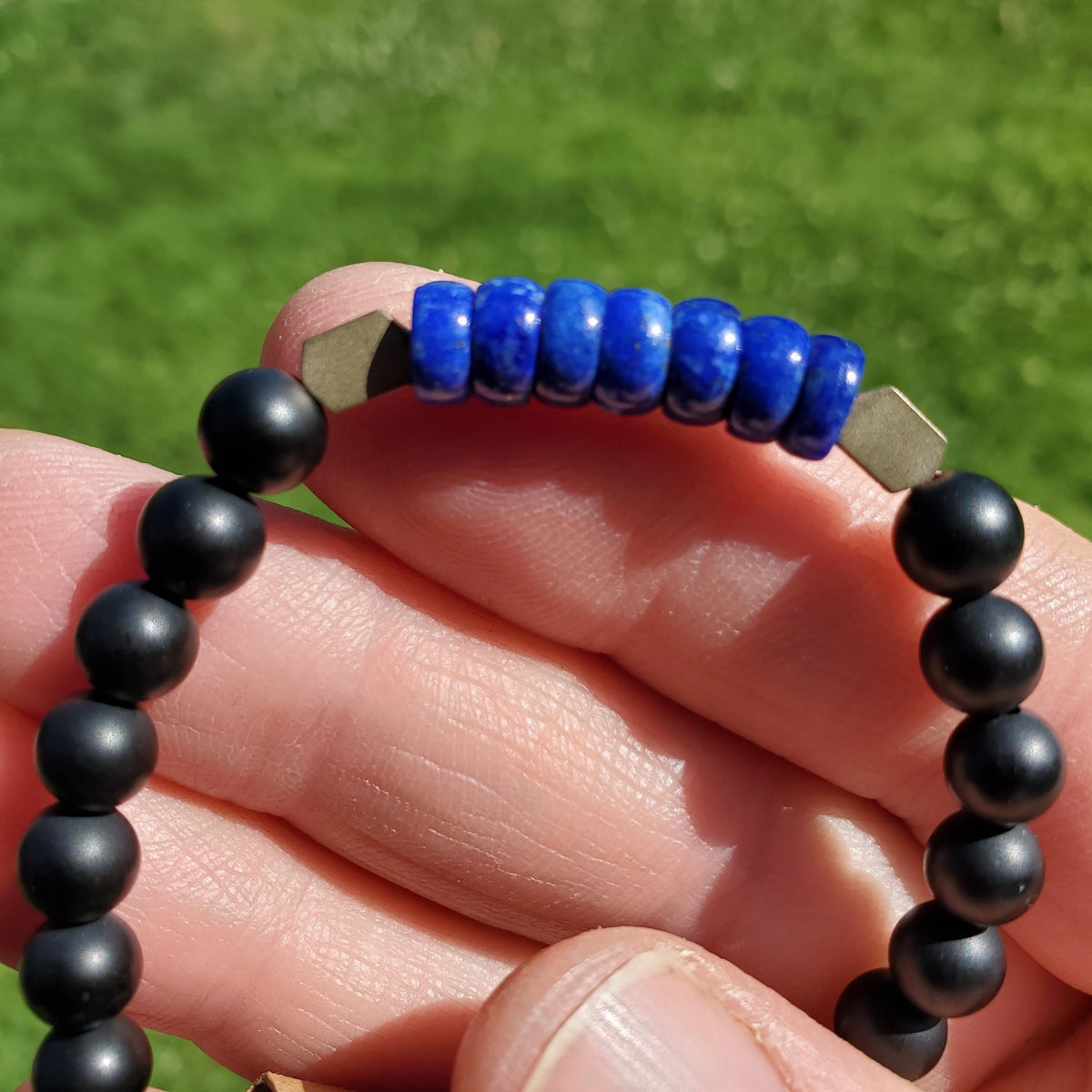 Be Fearless Crystal Bracelet with Lapis Lazuli, Matte Onyx & Hematite - Stress Relief Emotional Healing Confidence Handmade Crystal Jewelry