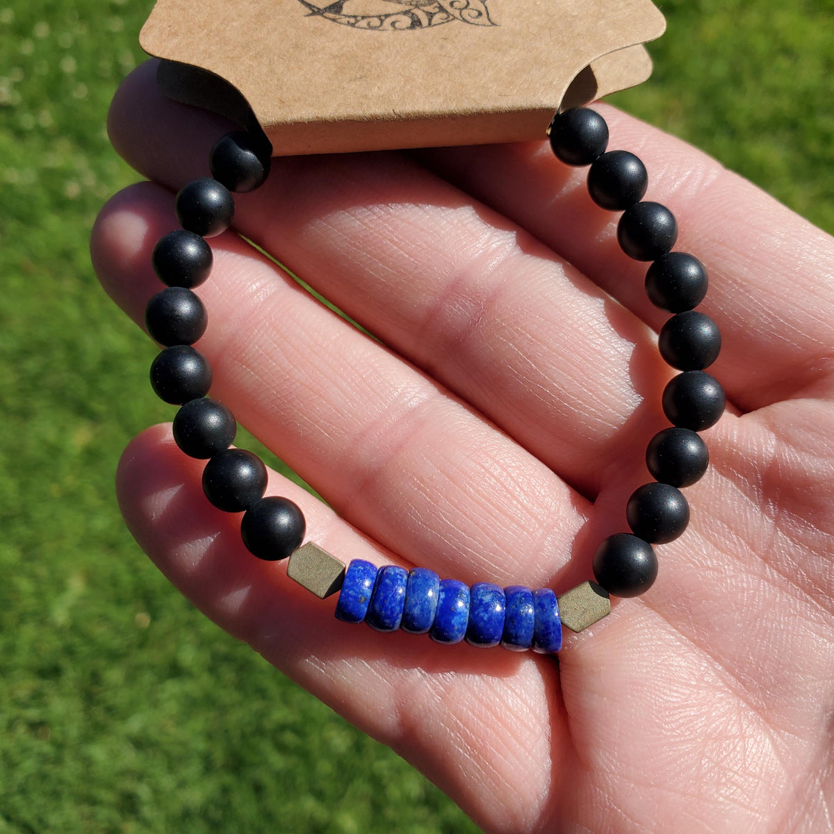 Be Fearless Crystal Bracelet with Lapis Lazuli, Matte Onyx & Hematite - Stress Relief Emotional Healing Confidence Handmade Crystal Jewelry