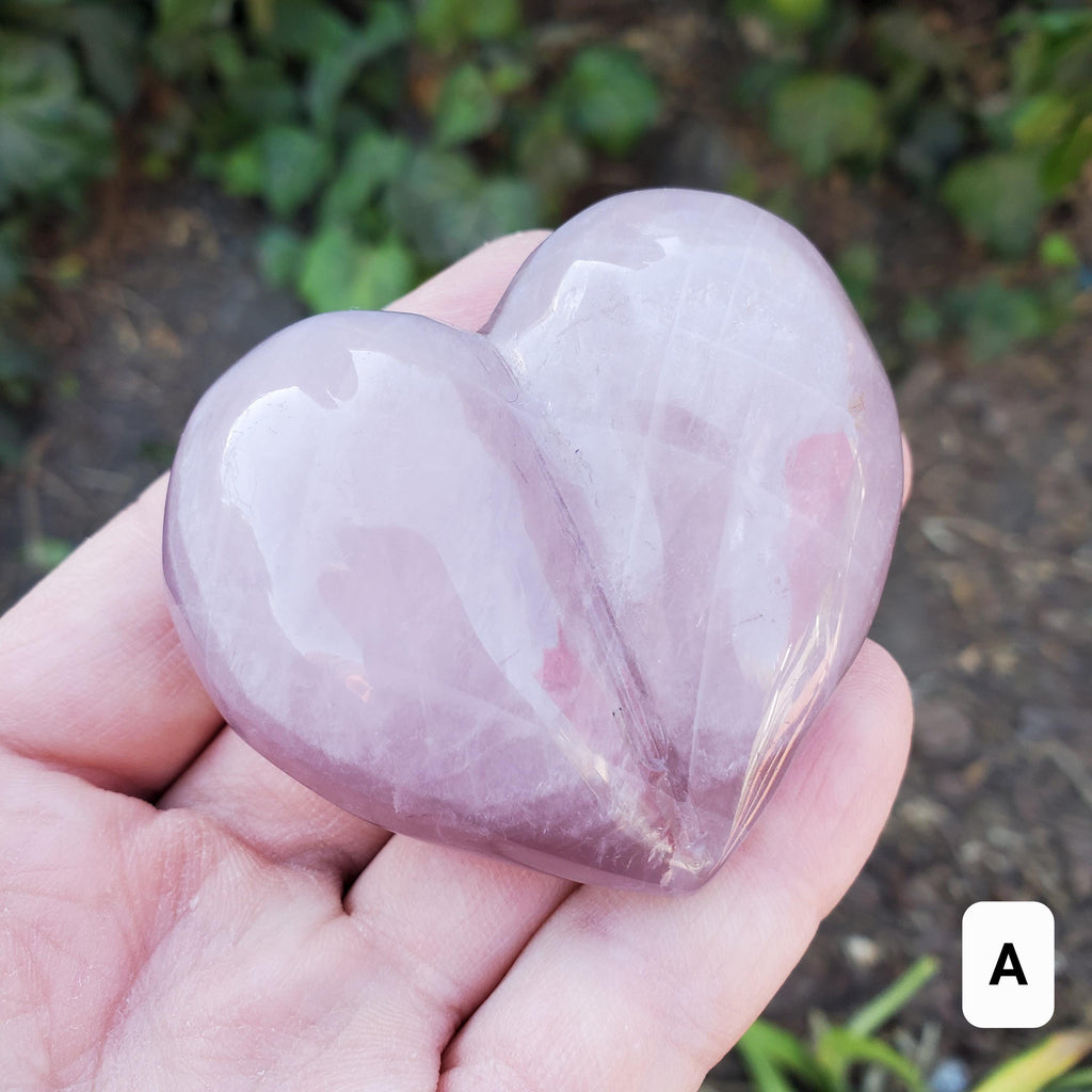 Cute Puffy Rose Quartz Heart on Silver Stand - Unconditional Love, Compassion, Kindness, Self Love - Pink Heart Crystal Healing Statement