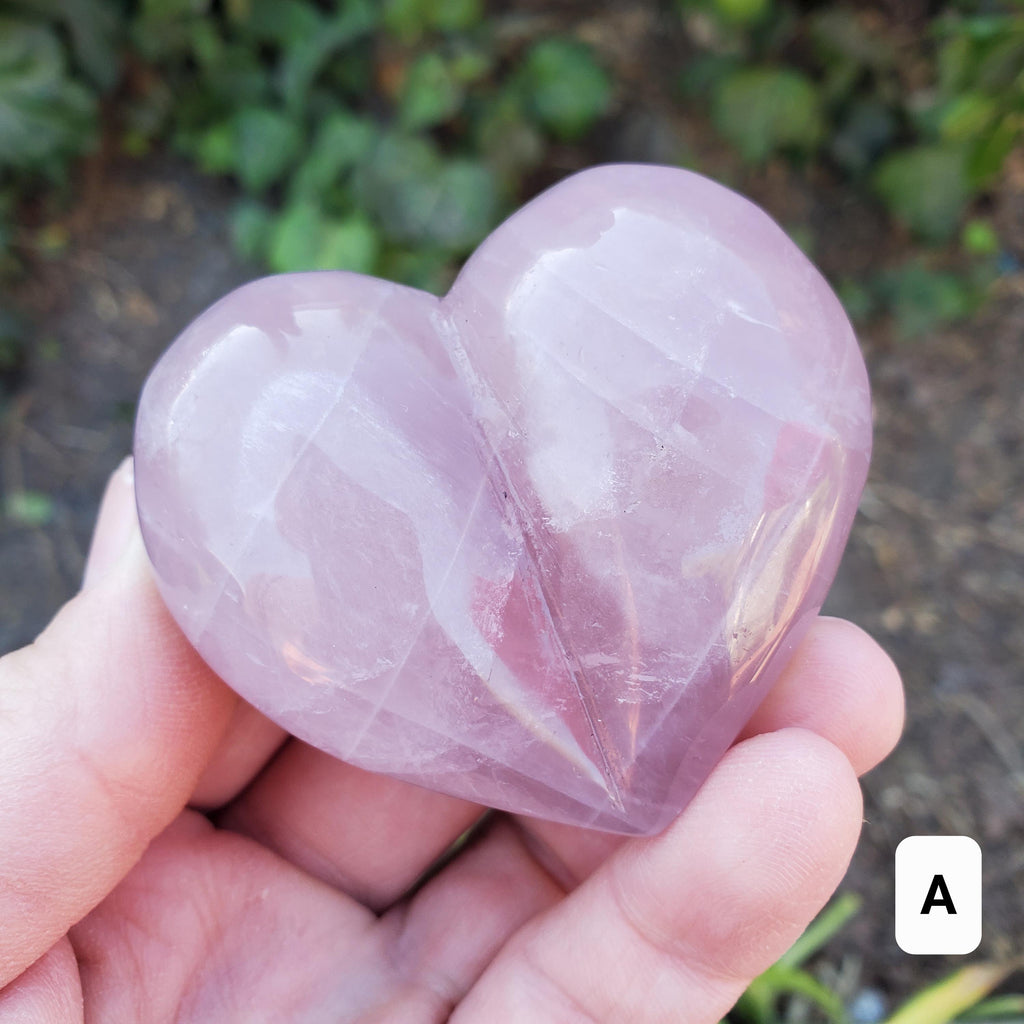 Cute Puffy Rose Quartz Heart on Silver Stand - Unconditional Love, Compassion, Kindness, Self Love - Pink Heart Crystal Healing Statement