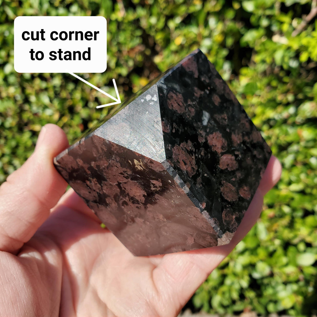 Heavy Garnet Cube 2.15" - Physical Love, Passion, Connected to the Present - Firework Garnet Crystal Standing Block Healing Gemstone