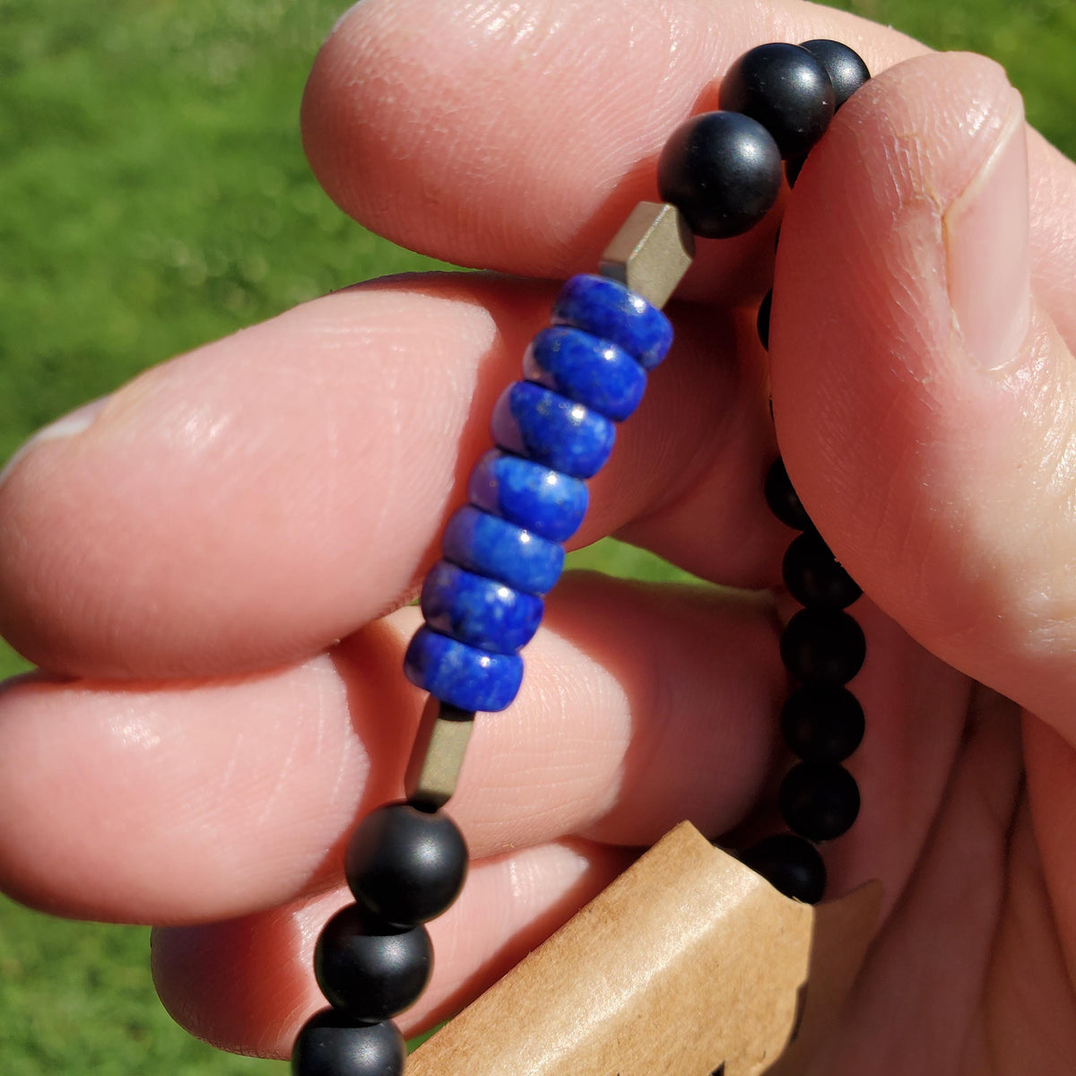 Be Fearless Crystal Bracelet with Lapis Lazuli, Matte Onyx & Hematite - Stress Relief Emotional Healing Confidence Handmade Crystal Jewelry