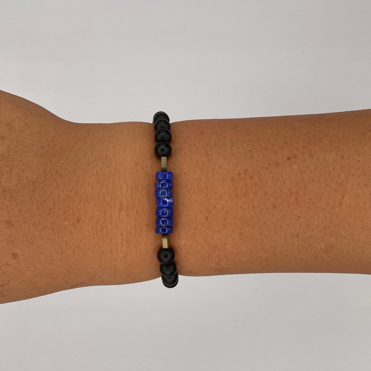Be Fearless Crystal Bracelet with Lapis Lazuli, Matte Onyx & Hematite - Stress Relief Emotional Healing Confidence Handmade Crystal Jewelry