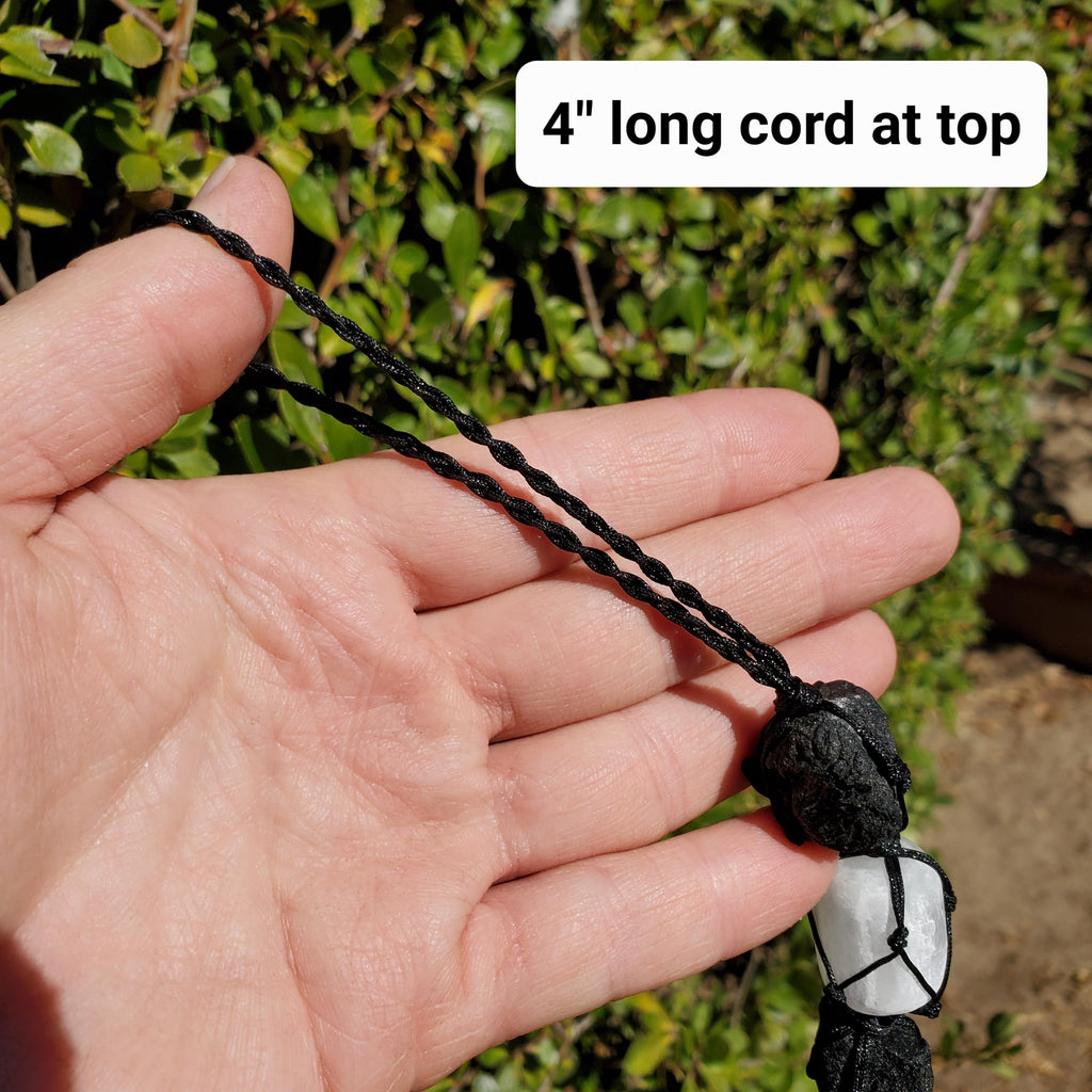 Car Protection Hanging Charm - Raw Black Tourmaline & Selenite - Energetic Protection, Neutralizes Negativity, Cleanses Space Crystal Decor