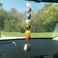 Crystal Hearts Car Charm 10" - Grounding, Manifestation, Self Reflection, Prosperity, Wisdom, Strength, Awareness - Chakra Hanging Charm