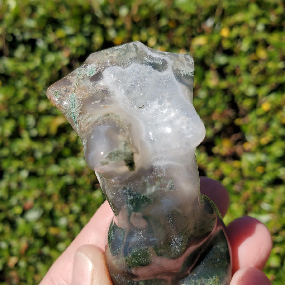 Moss Agate Lady Body - Grounding, Reflection, New Beginnings - Moss Agate Crystal Female Model Figure Healing Gemstone