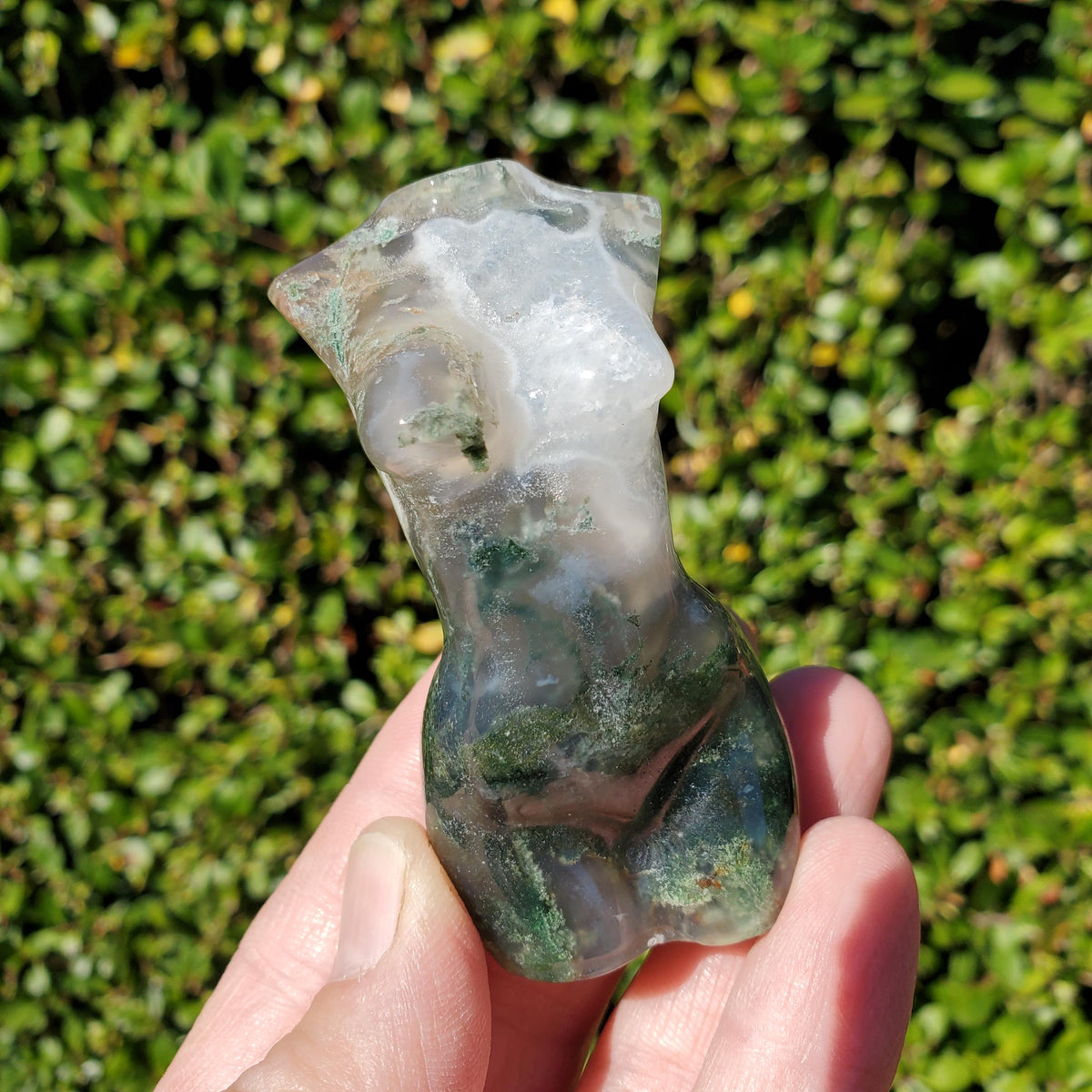 Moss Agate Lady Body - Grounding, Reflection, New Beginnings - Moss Agate Crystal Female Model Figure Healing Gemstone