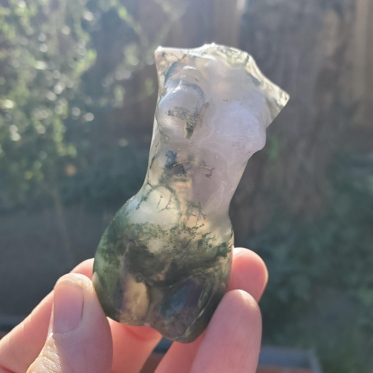 Moss Agate Lady Body - Grounding, Reflection, New Beginnings - Moss Agate Crystal Female Model Figure Healing Gemstone