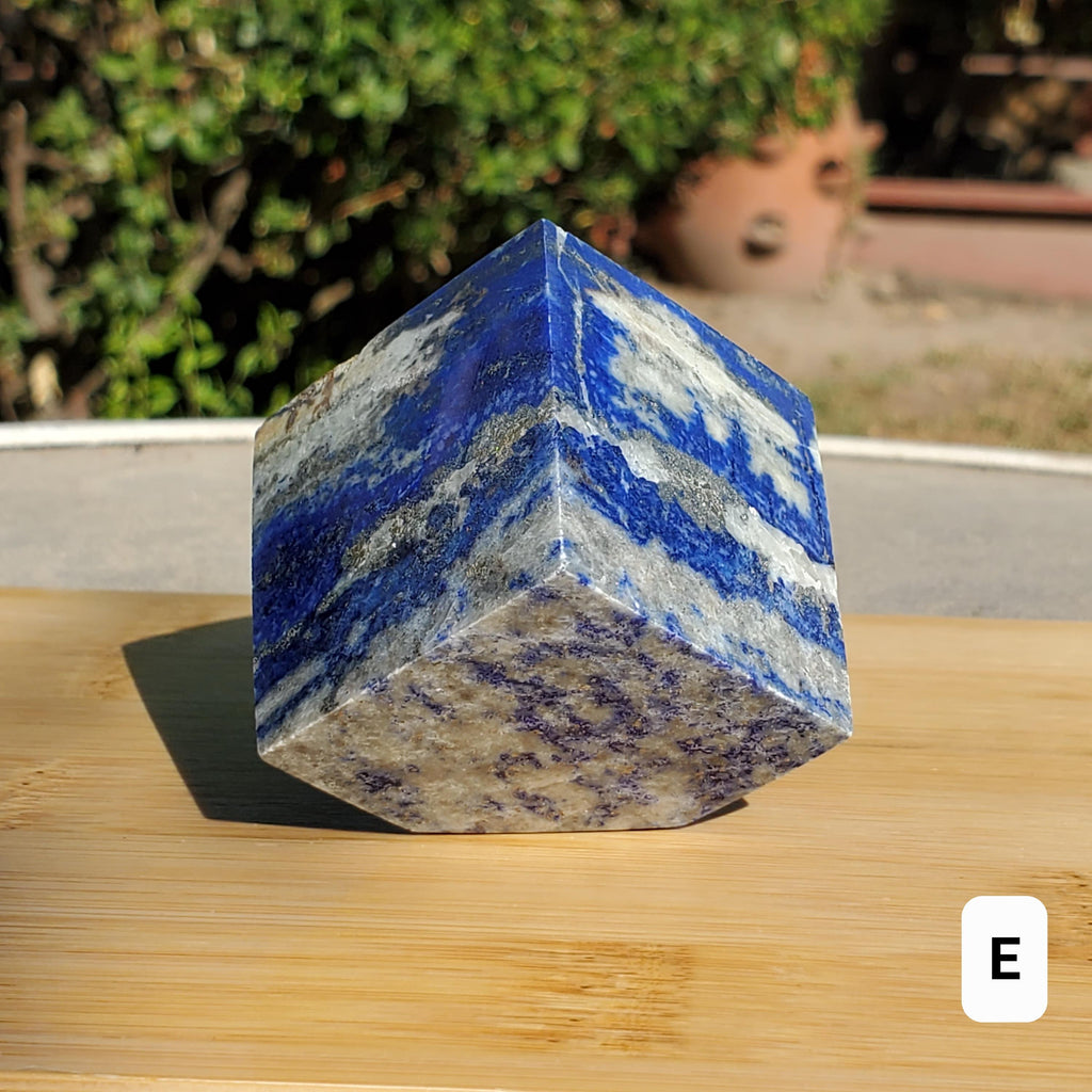 Lapis Lazuli Cube - Logic, Insight, Connection, Communication - Square Carved Geometric Crystal Stone Healing Gemstone