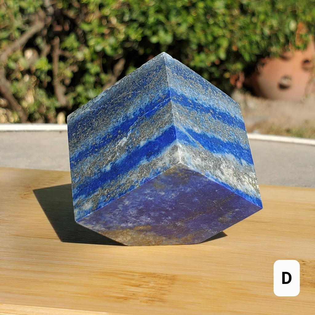 Lapis Lazuli Cube - Logic, Insight, Connection, Communication - Square Carved Geometric Crystal Stone Healing Gemstone