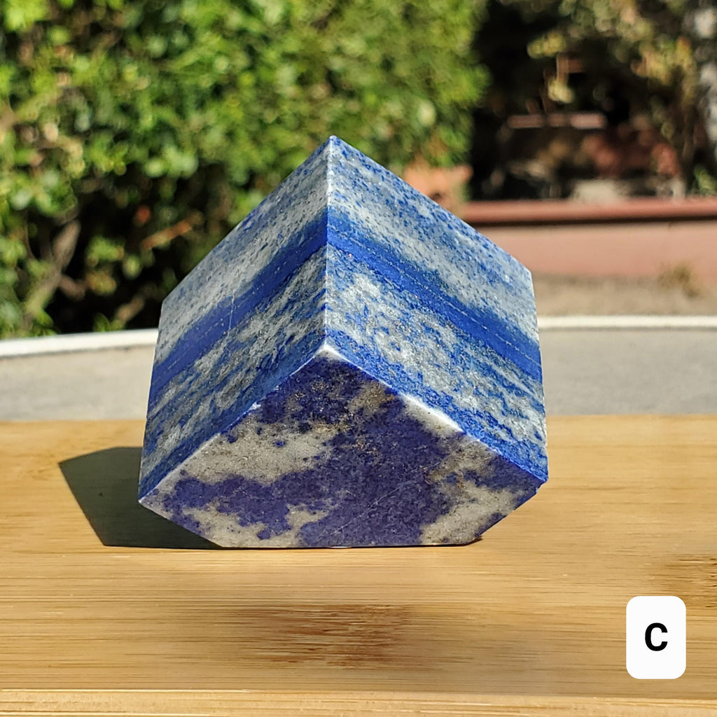Lapis Lazuli Cube - Logic, Insight, Connection, Communication - Square Carved Geometric Crystal Stone Healing Gemstone