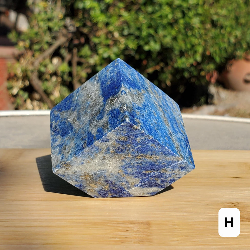 Lapis Lazuli Cube - Logic, Insight, Connection, Communication - Square Carved Geometric Crystal Stone Healing Gemstone