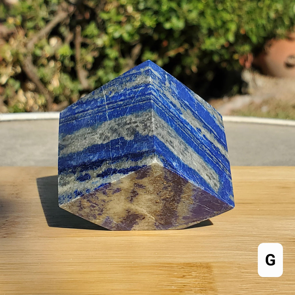 Lapis Lazuli Cube - Logic, Insight, Connection, Communication - Square Carved Geometric Crystal Stone Healing Gemstone