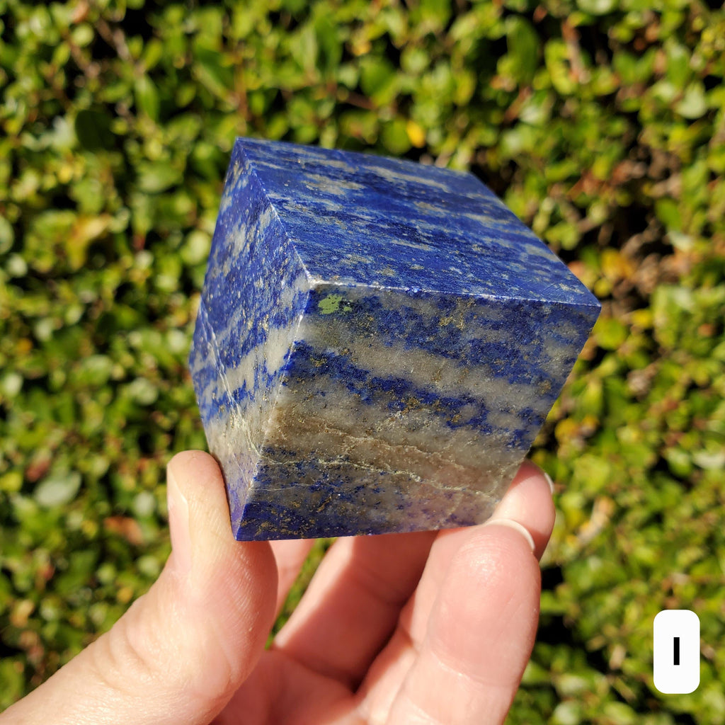 Lapis Lazuli Cube - Logic, Insight, Connection, Communication - Square Carved Geometric Crystal Stone Healing Gemstone