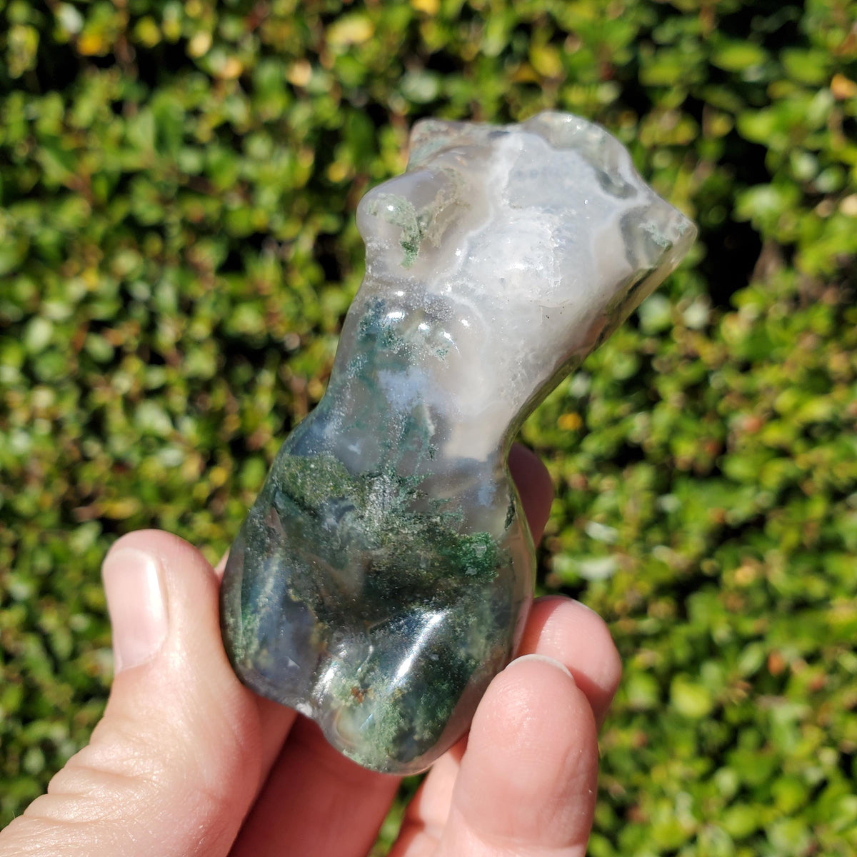 Moss Agate Lady Body - Grounding, Reflection, New Beginnings - Moss Agate Crystal Female Model Figure Healing Gemstone