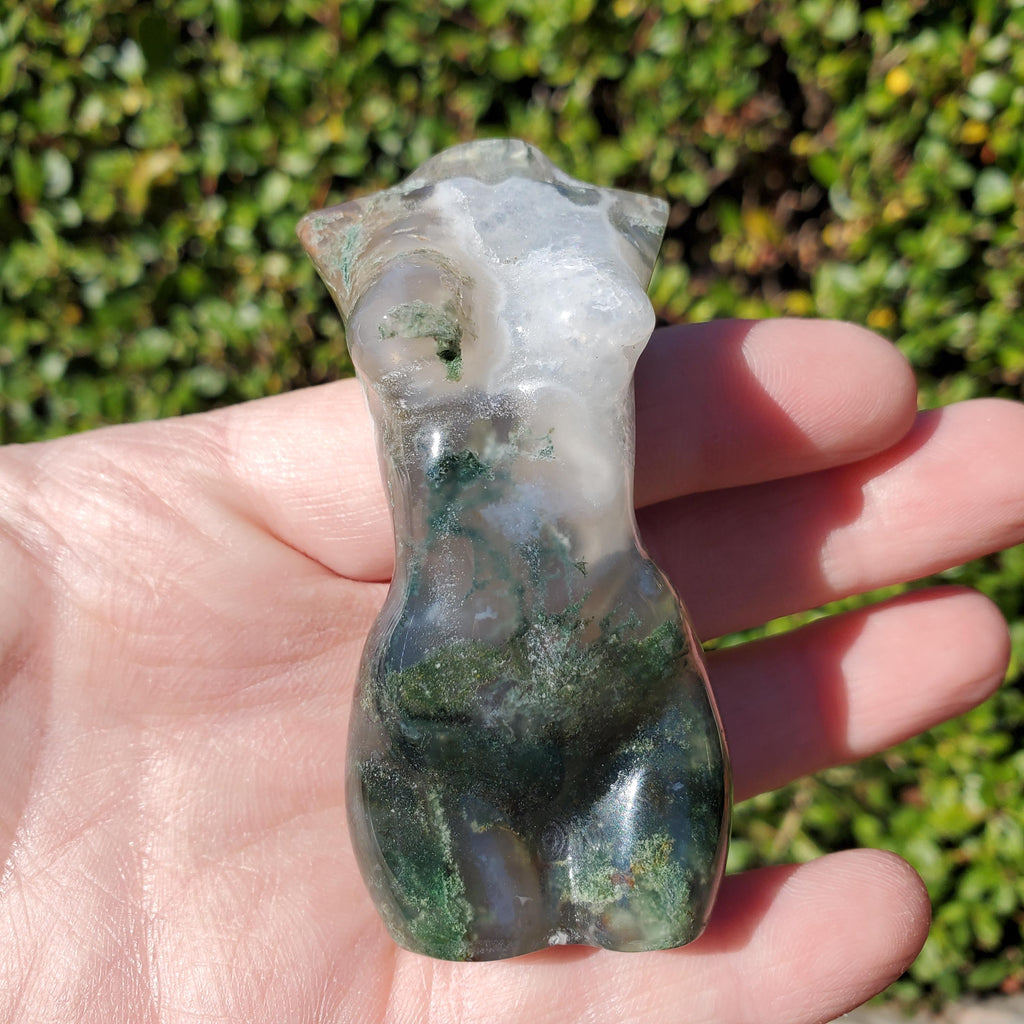 Moss Agate Lady Body - Grounding, Reflection, New Beginnings - Moss Agate Crystal Female Model Figure Healing Gemstone