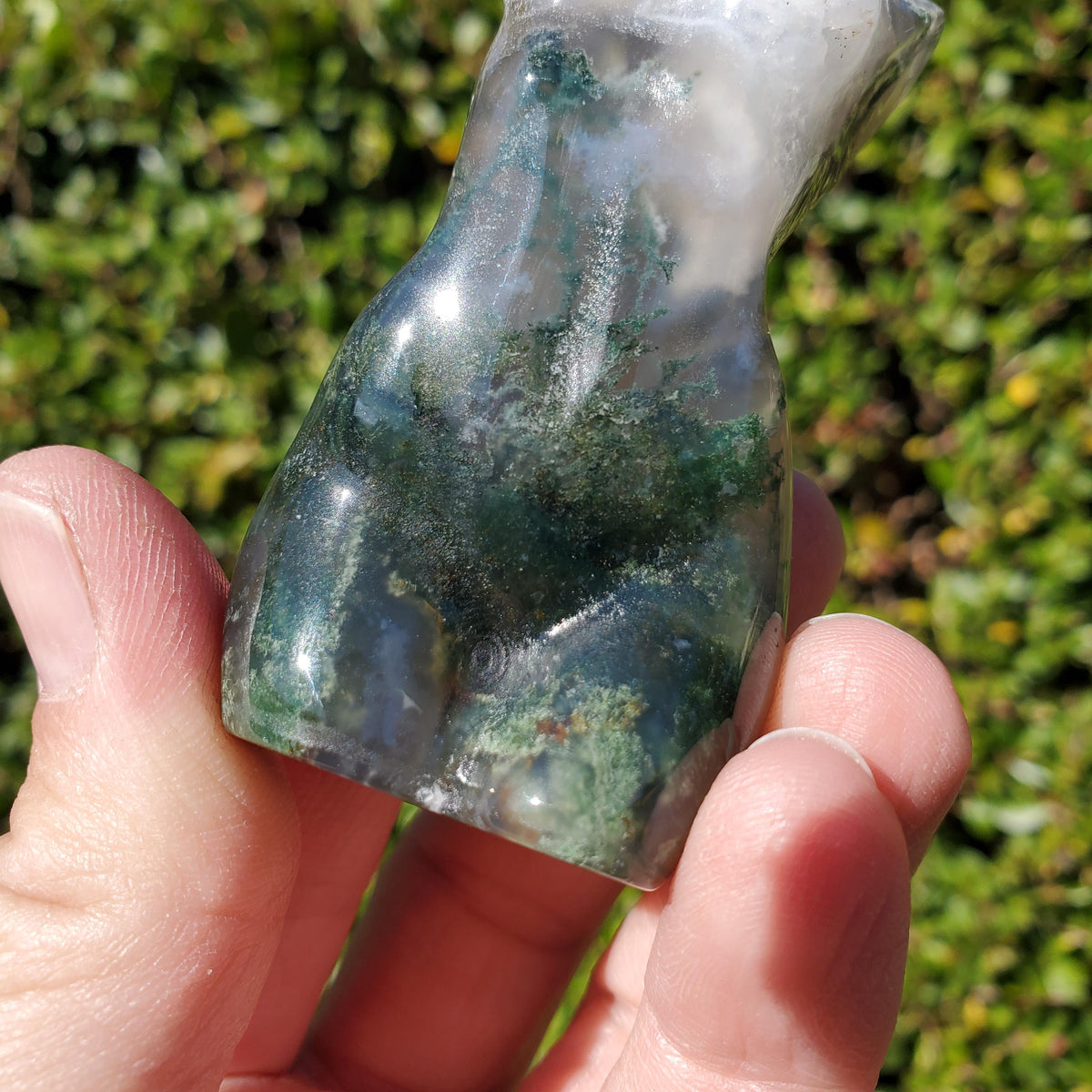 Moss Agate Lady Body - Grounding, Reflection, New Beginnings - Moss Agate Crystal Female Model Figure Healing Gemstone