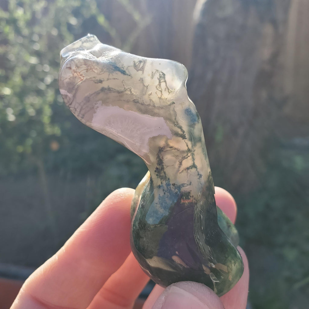 Moss Agate Lady Body - Grounding, Reflection, New Beginnings - Moss Agate Crystal Female Model Figure Healing Gemstone