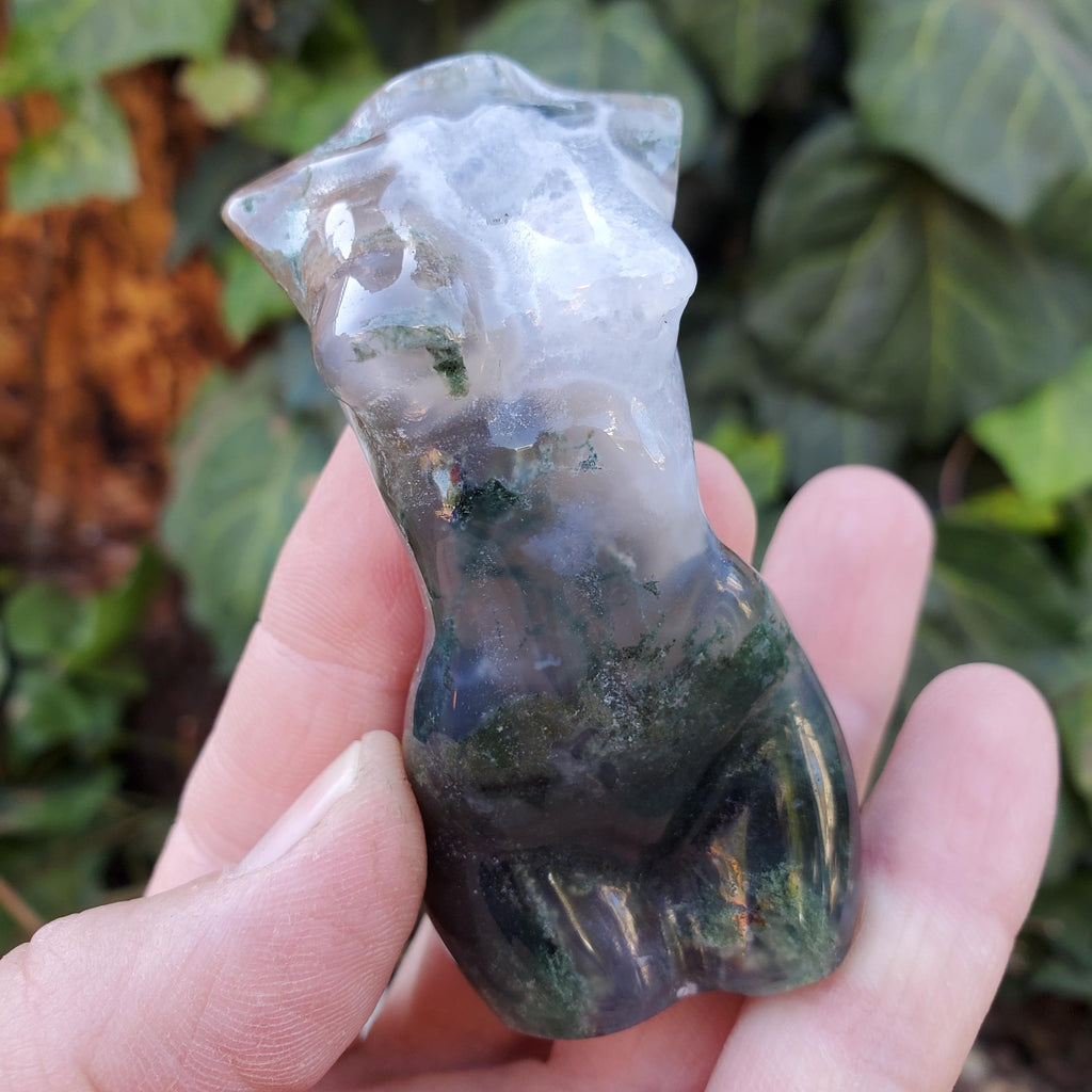 Moss Agate Lady Body - Grounding, Reflection, New Beginnings - Moss Agate Crystal Female Model Figure Healing Gemstone