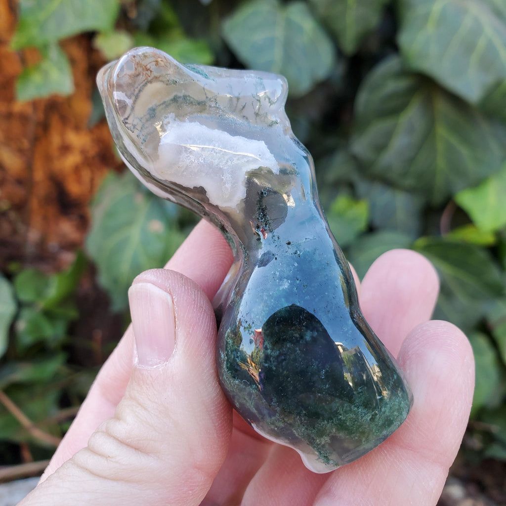 Moss Agate Lady Body - Grounding, Reflection, New Beginnings - Moss Agate Crystal Female Model Figure Healing Gemstone