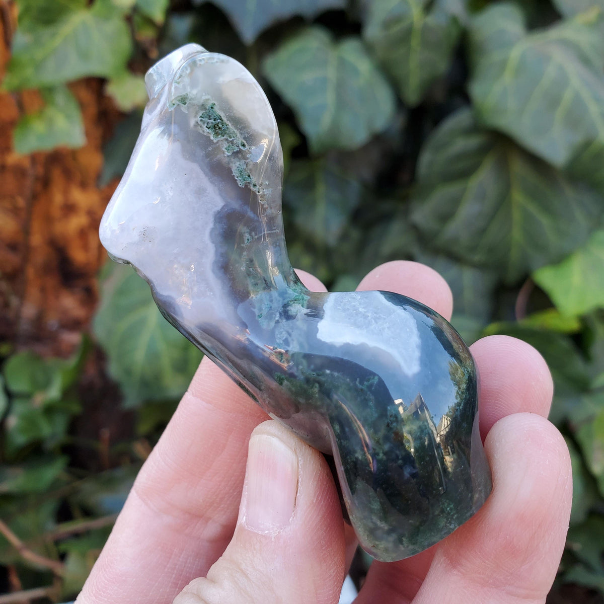 Moss Agate Lady Body - Grounding, Reflection, New Beginnings - Moss Agate Crystal Female Model Figure Healing Gemstone