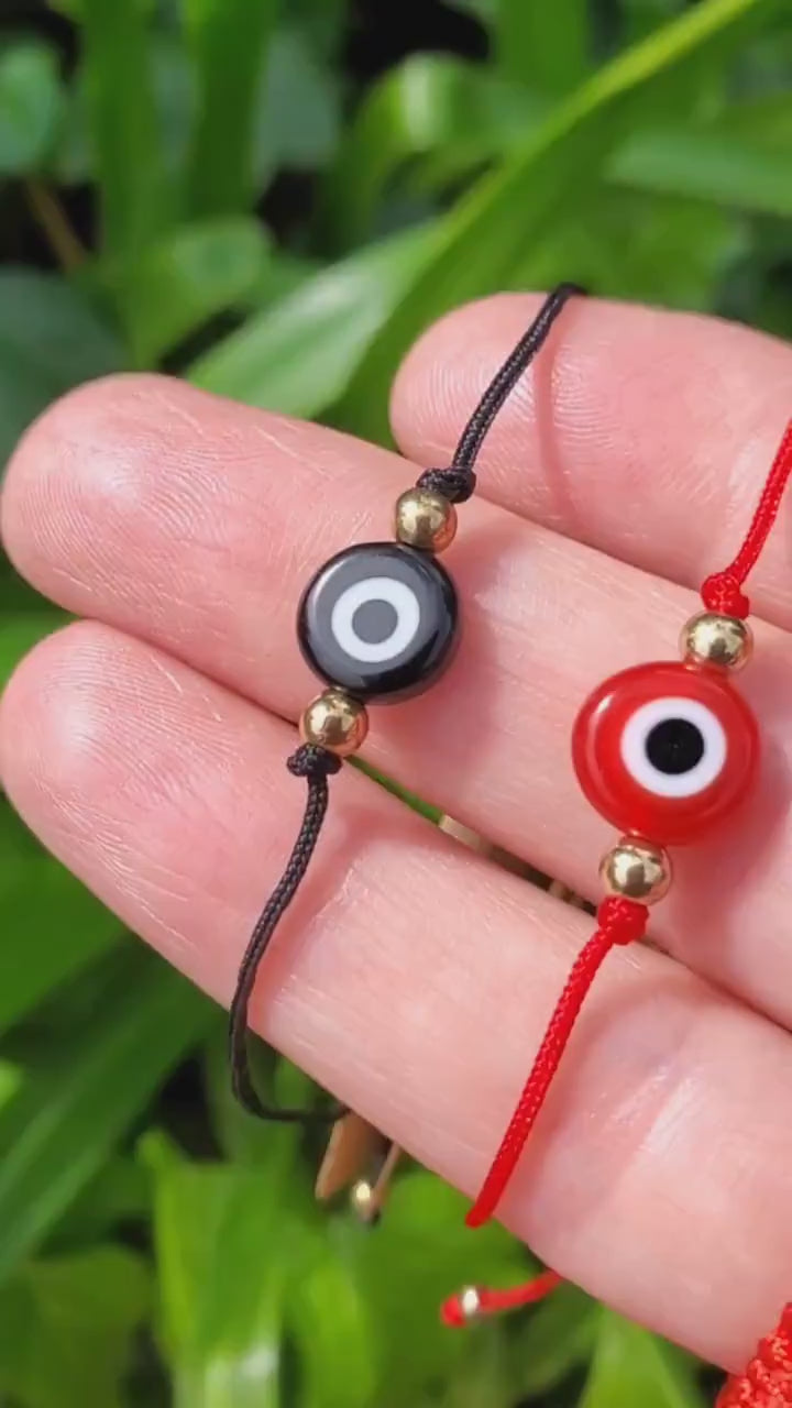 Evil Eye Bracelet - Red or Black String - Protection, Faith, Good Luck, Strength - Red Eye, Black Eye or Blue Eye Handmade Jewelry