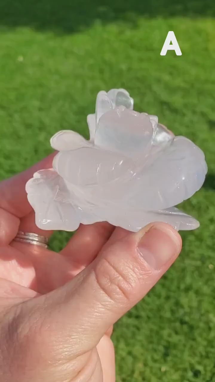 Quartz Rose - Counteracts the Negative, Energizes Positive Energy - White Quartz Rose Carving Crystal Flower Healing Stone Statement