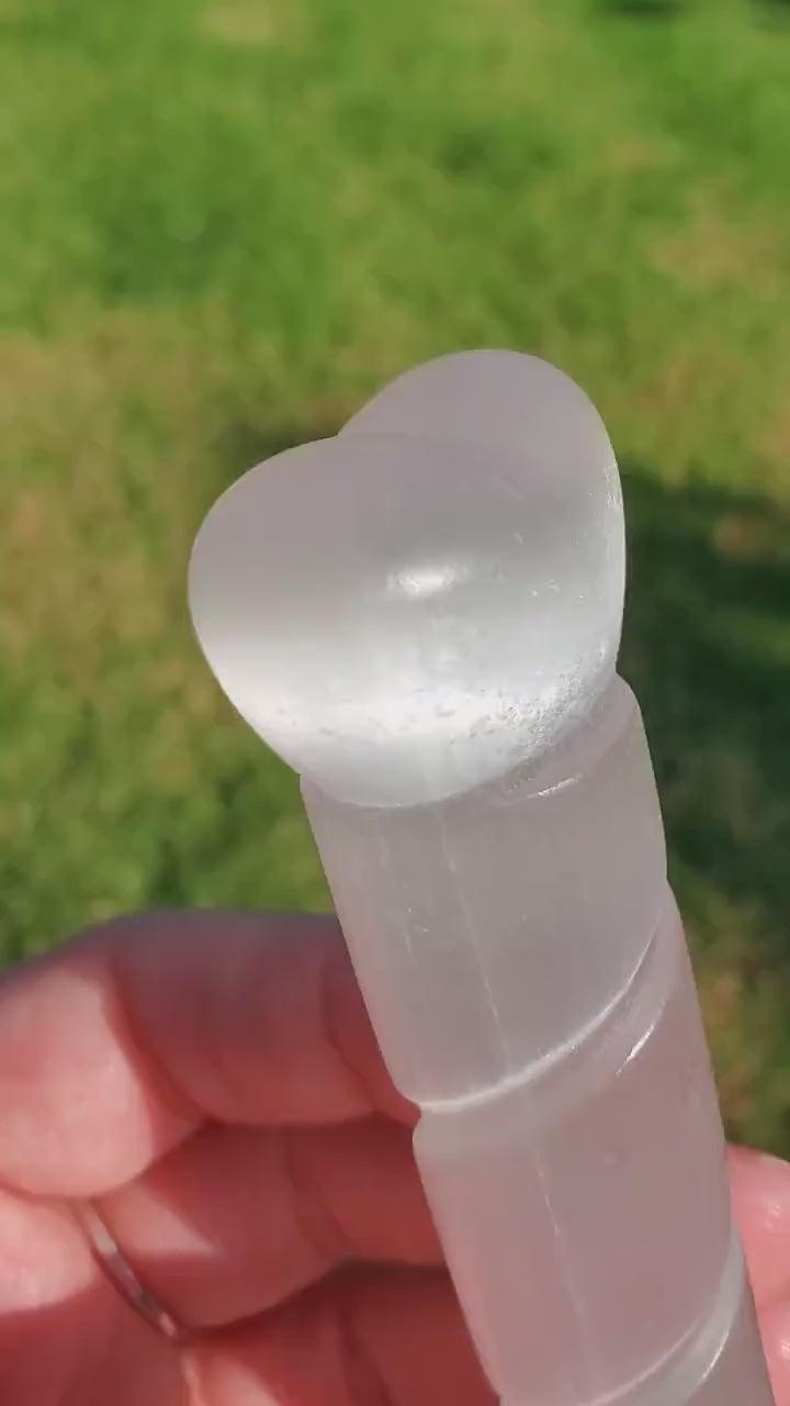 Heart Selenite Wand - Tranquility, Blessings, Love & Light - Satin Spar Selenite Magic Wand Healing Stone Crystals