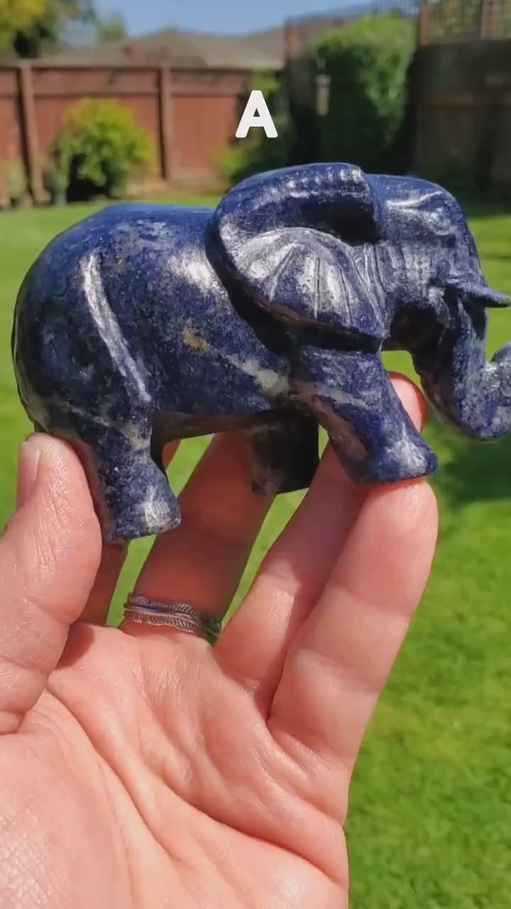 Chunky Lapis Lazuli Elephant - Speak Your Truth, Communication, Personal Power - Lapiz Lazuli Crystal Elephant Statement Stone Display