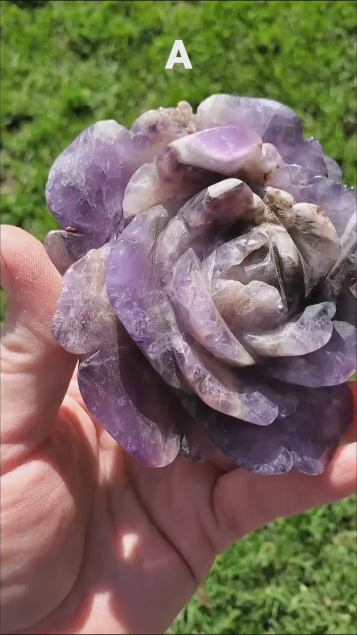 Big Dream Amethyst Flower - Calming, Energetic Protection, Positivity, Spiritual Connection - Purple Amethyst Rose Statement Crystal Healing