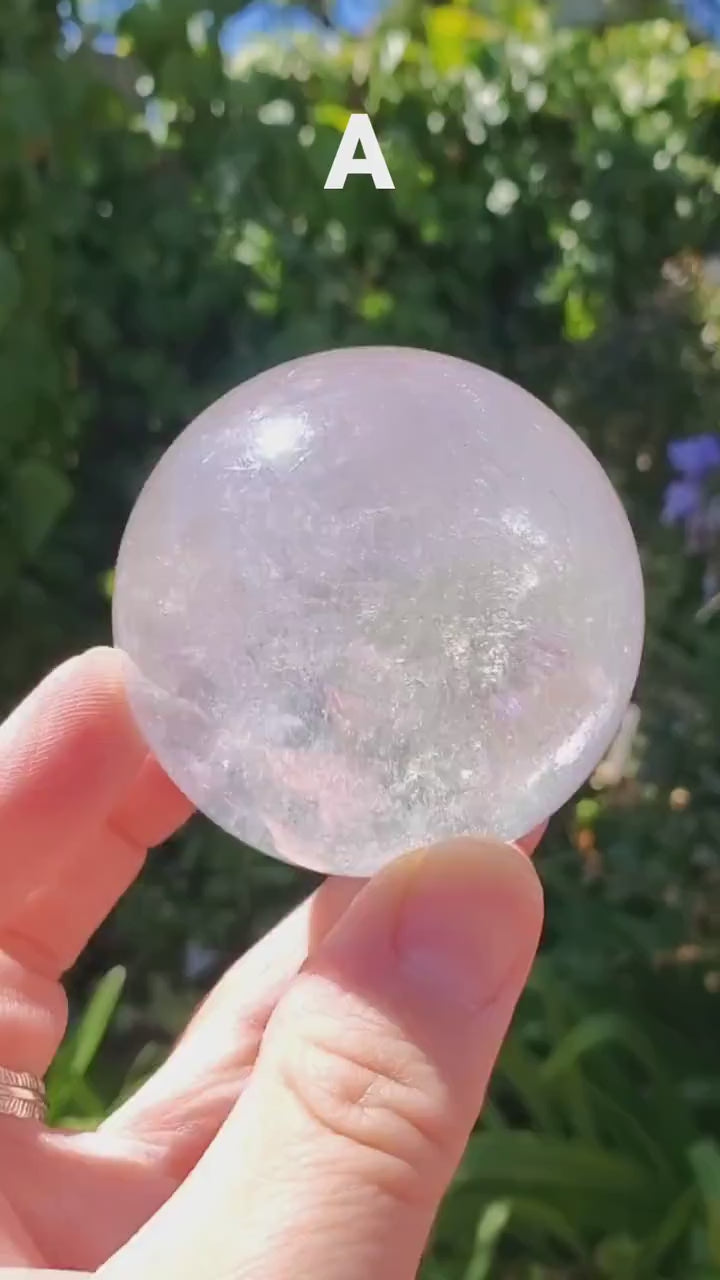 Aura Quartz Sphere - Counteracts Negative Energy, Magnifies Positive Energy, Cleanses Aura - Angel Quartz Crystal Ball Healing Gemstone