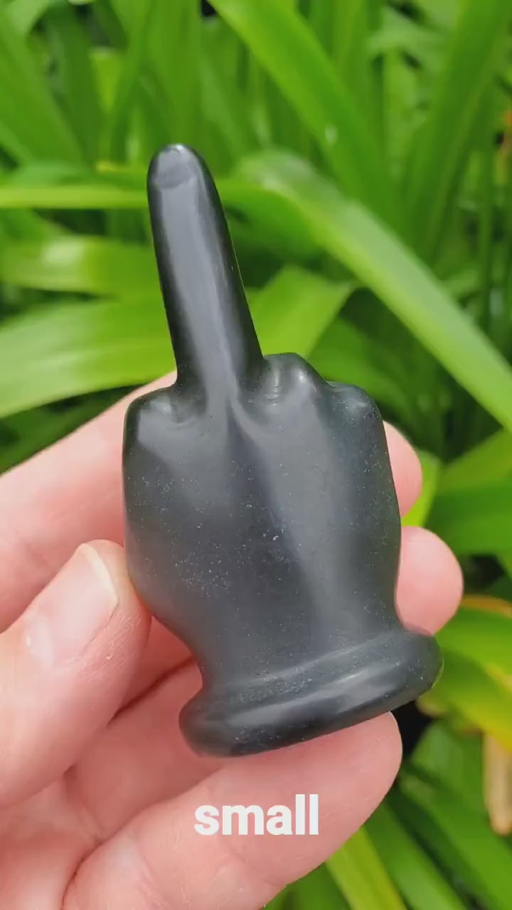 Obsidian Middle Finger Crystal - Self Reflection, Release Negativity, Increase Positivity - Crystal Hand Carving Gemstone