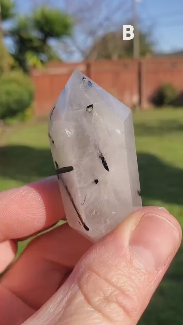 Tourmaline in Quartz Double Point - Magnification, Clarity, EMF Protection - Tourmalinated Crystal Point Healing Crystals Gemstones