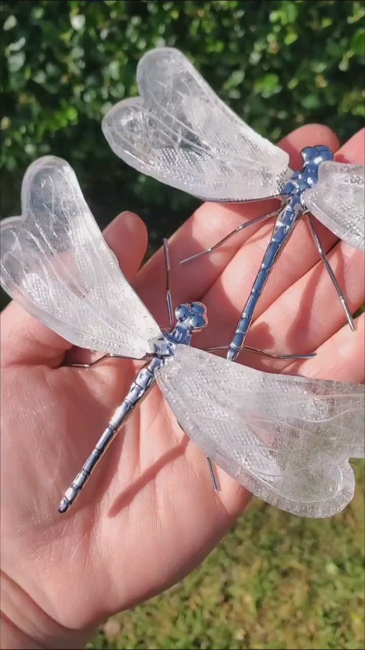 Quartz Dragonfly - Counteracts the Negative, Energizes Positive Energy - Clear Dragonfly Crystal Insect Healing Stone